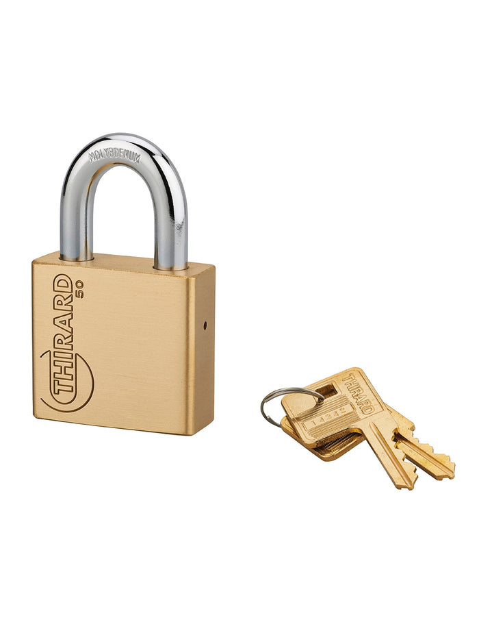 Lucchetto Trek, da esterno, 50 mm, ottone, 2 chiavi - THIRARD