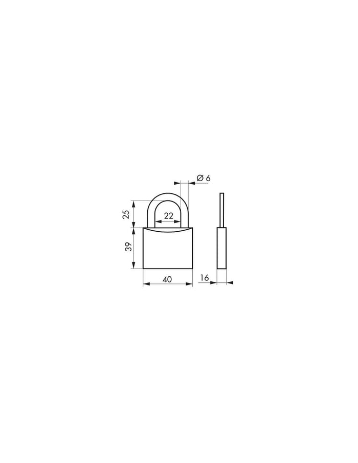 Lucchetto Inox Transit 2 40mm, arco acciaio INOX, 2 chiavi reversibili - THIRARD