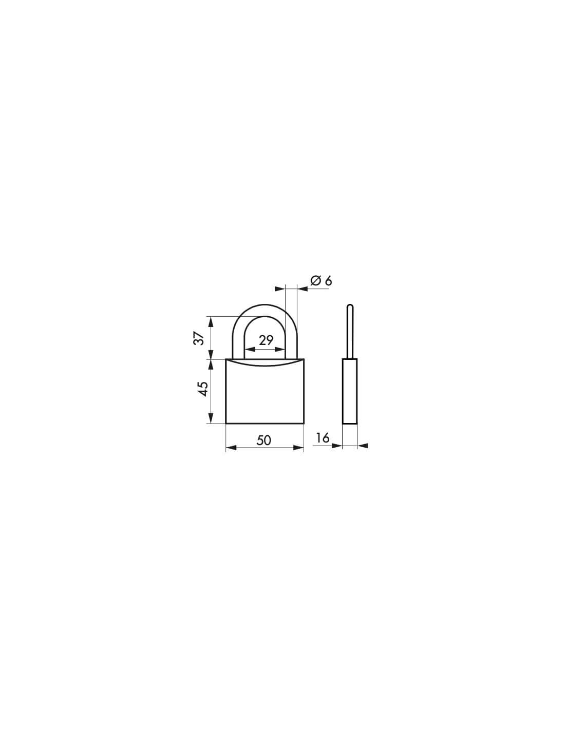 Lucchetto Inox Transit 2 50mm - arco Inox - 2 chiavi reversibili - THIRARD