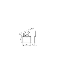 Lucchetto Inox Transit 2 50mm - arco Inox - 2 chiavi reversibili - THIRARD