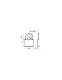 Lucchetto Inox Transit 2 60mm, arco acciaio INOX, 2 chiavi reversibili - THIRARD