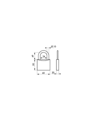 Lucchetto Inox Transit 2 60mm, arco acciaio INOX, 2 chiavi reversibili - THIRARD