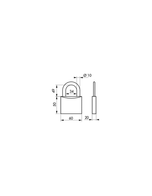 Lucchetto Inox Transit 2 60mm, arco acciaio INOX, 2 chiavi reversibili - THIRARD