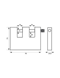 Lucchetto Land blindato, acciaio, da esterno, doppia staffa in acciaio, 90mm, 3 chiavi - THIRARD
