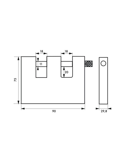 Lucchetto Land blindato, acciaio, da esterno, doppia staffa in acciaio, 90mm, 3 chiavi - THIRARD