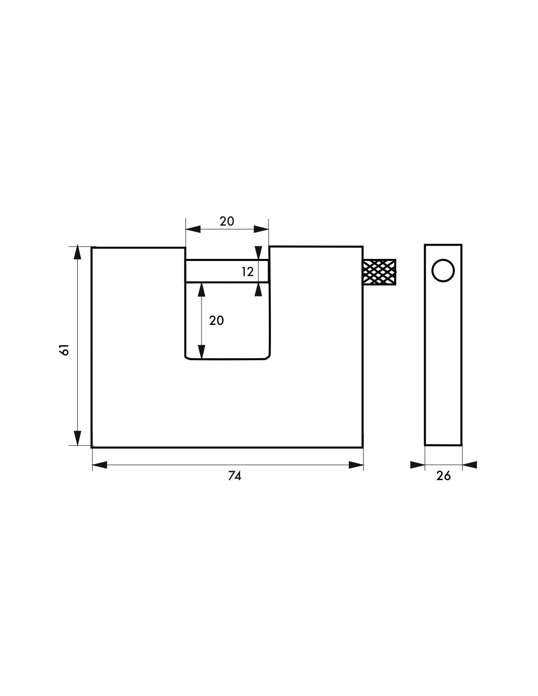 Lucchetto Land blindato, acciaio, da esterno, arco in acciaio, 60mm, 3 chiavi - THIRARD
