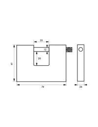 Lucchetto Land blindato, acciaio, da esterno, arco in acciaio, 60mm, 3 chiavi - THIRARD