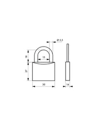 Lucchetto Line Sport Basket, acciaio, interno, arco in acciaio, 30mm, 3 chiavi - THIRARD