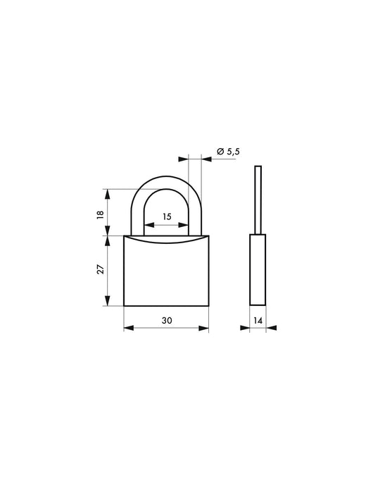 Lucchetto Palestra Sport Wrestling, acciaio, interno, arco in acciaio, 30mm, 3 chiavi - THIRARD