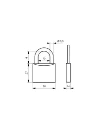 Lucchetto Line Sport Tennis, acciaio, interno, arco in acciaio, 30mm, 3 chiavi - THIRARD