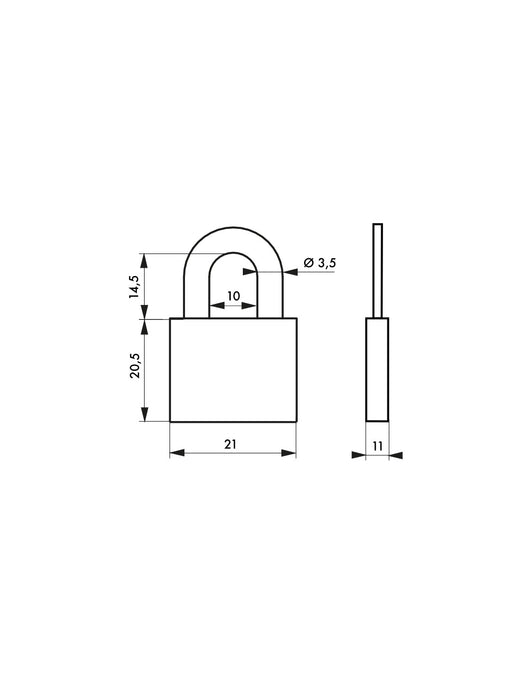 Lucchetto Mach 2 20mm arco e corpo in ottone massiccio lucido, 2 chiavi in ottone  - THIRARD