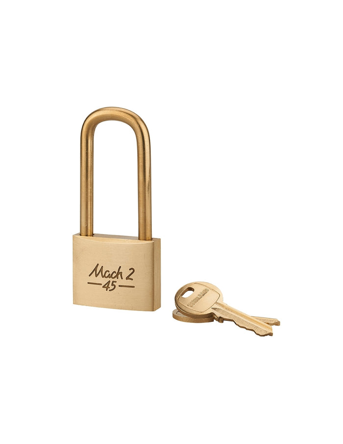Lucchetto Mach 2 45mm arco mezza altezza e corpo in ottone massiccio lucido, 2 chiavi in ottone  - THIRARD