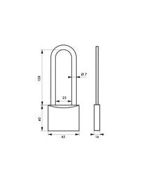 Lucchetto Mach 2 45mm, arco alta e monoblocco in ottone, da esterno, anticorrosione, 2 chiavi  - THIRARD