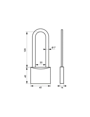 Lucchetto Mach 2 45mm, arco alta e monoblocco in ottone, da esterno, anticorrosione, 2 chiavi  - THIRARD