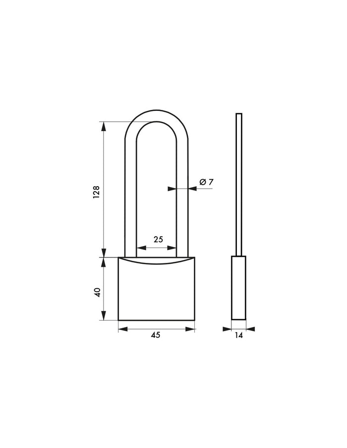 Lucchetto Mach 2 45mm, arco alta e monoblocco in ottone, da esterno, anticorrosione, 2 chiavi  - THIRARD