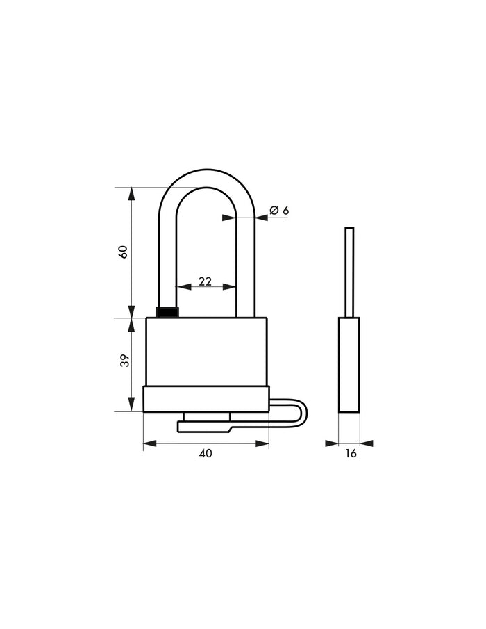 Lucchetto Mach 3 40mm arco semialto acciaio inox, ottone, da esterno, anticorrosione, 3 chiavi, guscio pvc  - THIRARD