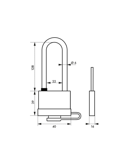 Lucchetto Mach 3 40mm arco acciaio inox alto, ottone, da esterno, anticorrosione, 3 chiavi  - THIRARD