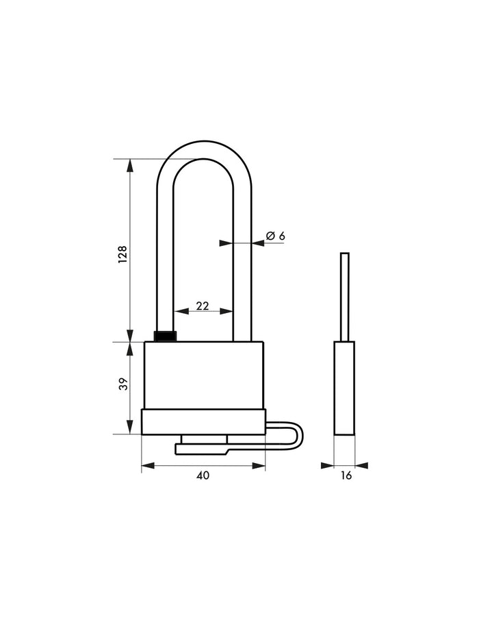 Lucchetto Mach 3 40mm arco acciaio inox alto, ottone, da esterno, anticorrosione, 3 chiavi  - THIRARD