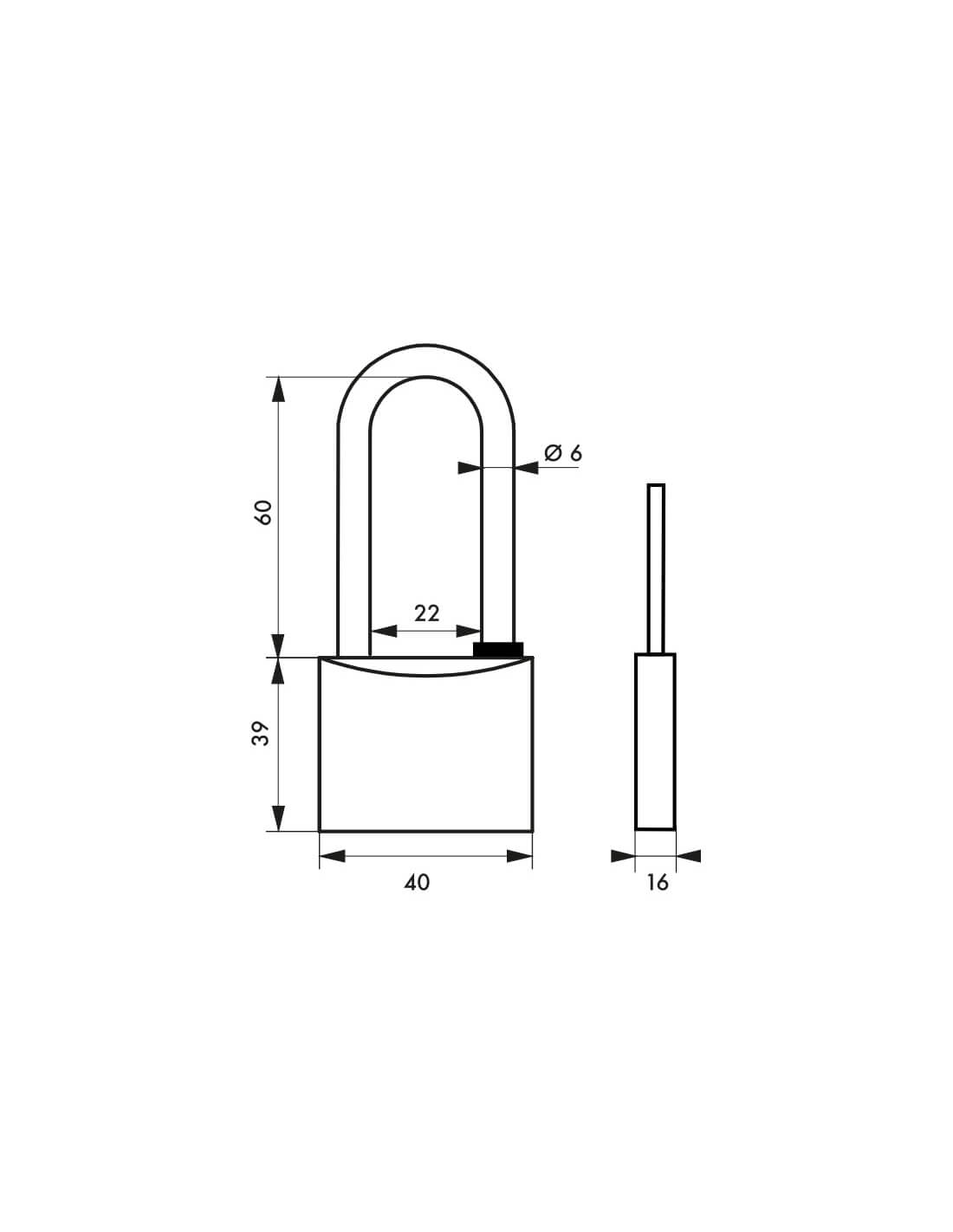 Lucchetto Mach 3 40mm arco semialto acciaio inox, ottone, da esterno, anticorrosione, 3 chiavi  - THIRARD