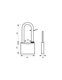 Lucchetto Mach 3 40mm arco semialto acciaio inox, ottone, da esterno, anticorrosione, 3 chiavi  - THIRARD