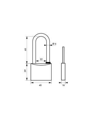Lucchetto Mach 3 40mm arco semialto acciaio inox, ottone, da esterno, anticorrosione, 3 chiavi  - THIRARD