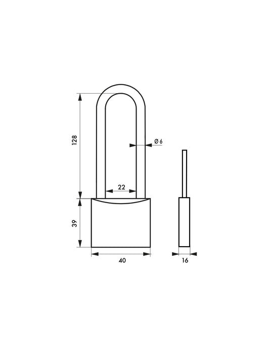 Lucchetto Mach 3, ottone, esterno, arco alta in acciaio, 40 mm, 3 chiavi - THIRARD