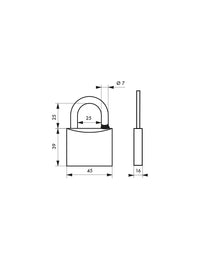 Lucchetto Mach 3 45mm arco acciaio inox, ottone, da esterno, anticorrosione, 3 chiav  - THIRARD