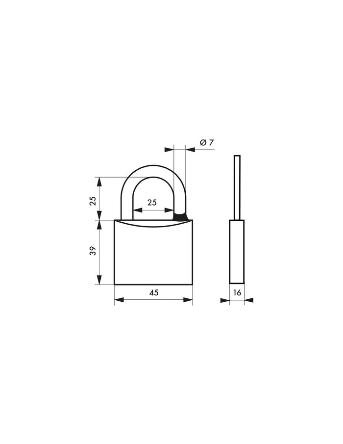 Lucchetto Mach 3 45mm arco acciaio inox, ottone, da esterno, anticorrosione, 3 chiav  - THIRARD