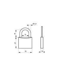 Lucchetto Mach Color 30mm arco acciaio, bumper colorato,  2 chiavi - THIRARD