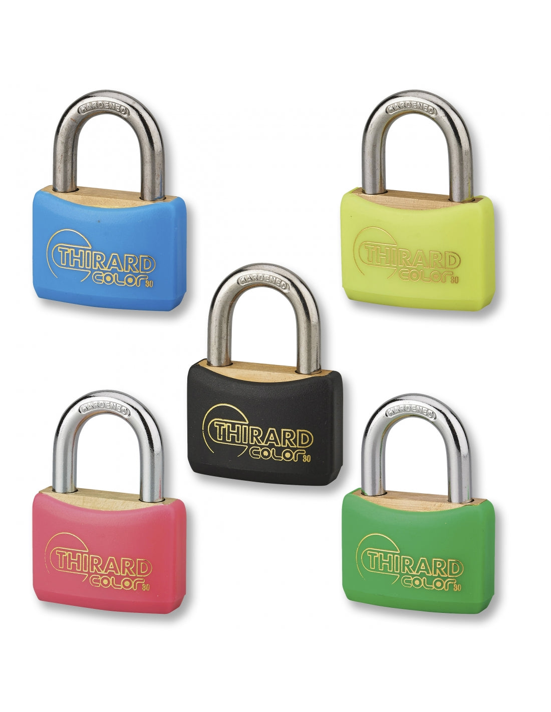 Lucchetto Mach Color 30mm arco acciaio, bumper colorato,  2 chiavi - THIRARD