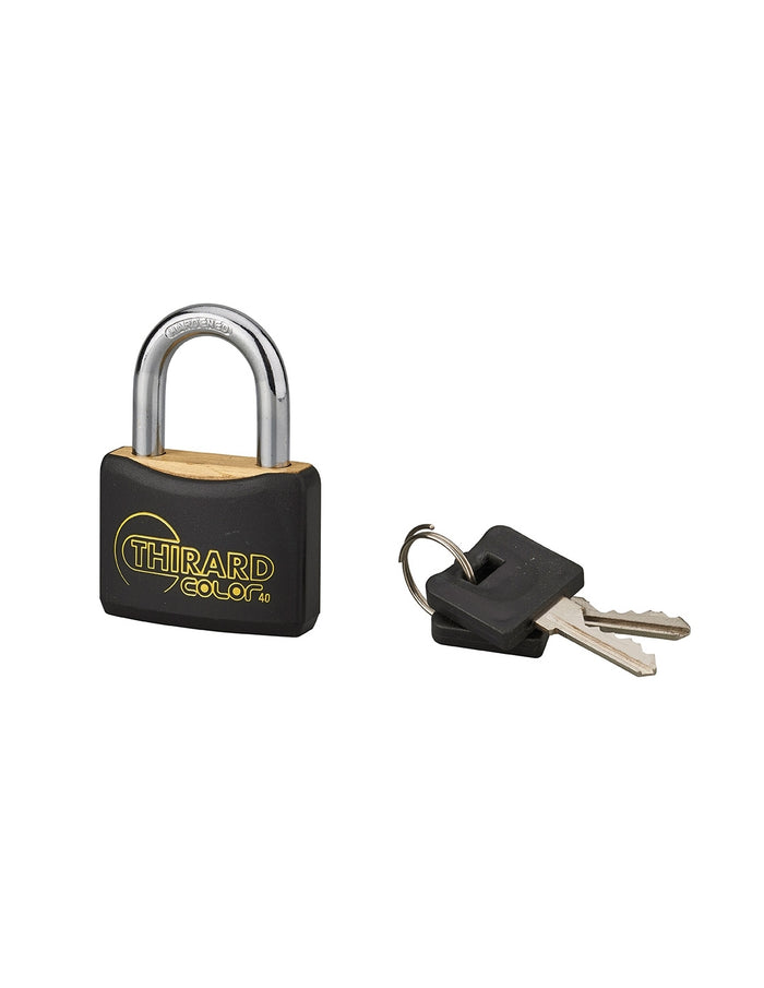 Lucchetto con chiave Mach, ottone, esterno, nero, guscio pvc, 40mm 2 chiavi - THIRARD