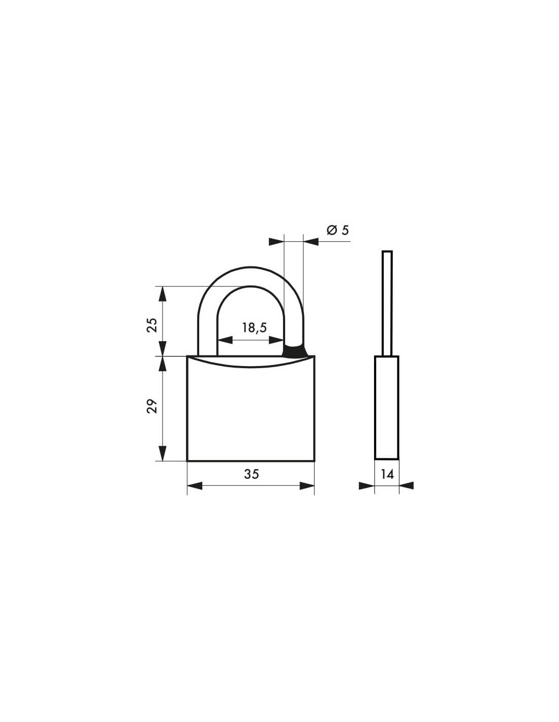Lucchetto Mach 3 40mm arco acciaio inox, ottone, da esterno, anticorrosione, 3 chiavi  - THIRARD