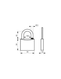 Lucchetto Mach 3 40mm arco acciaio inox, ottone, da esterno, anticorrosione, 3 chiavi  - THIRARD