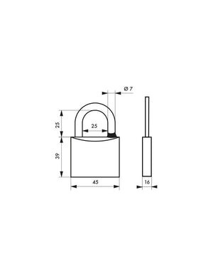 Lucchetto Mach 3 45mm arco acciaio inox, ottone, da esterno, anticorrosione, 3 chiavi  - THIRARD
