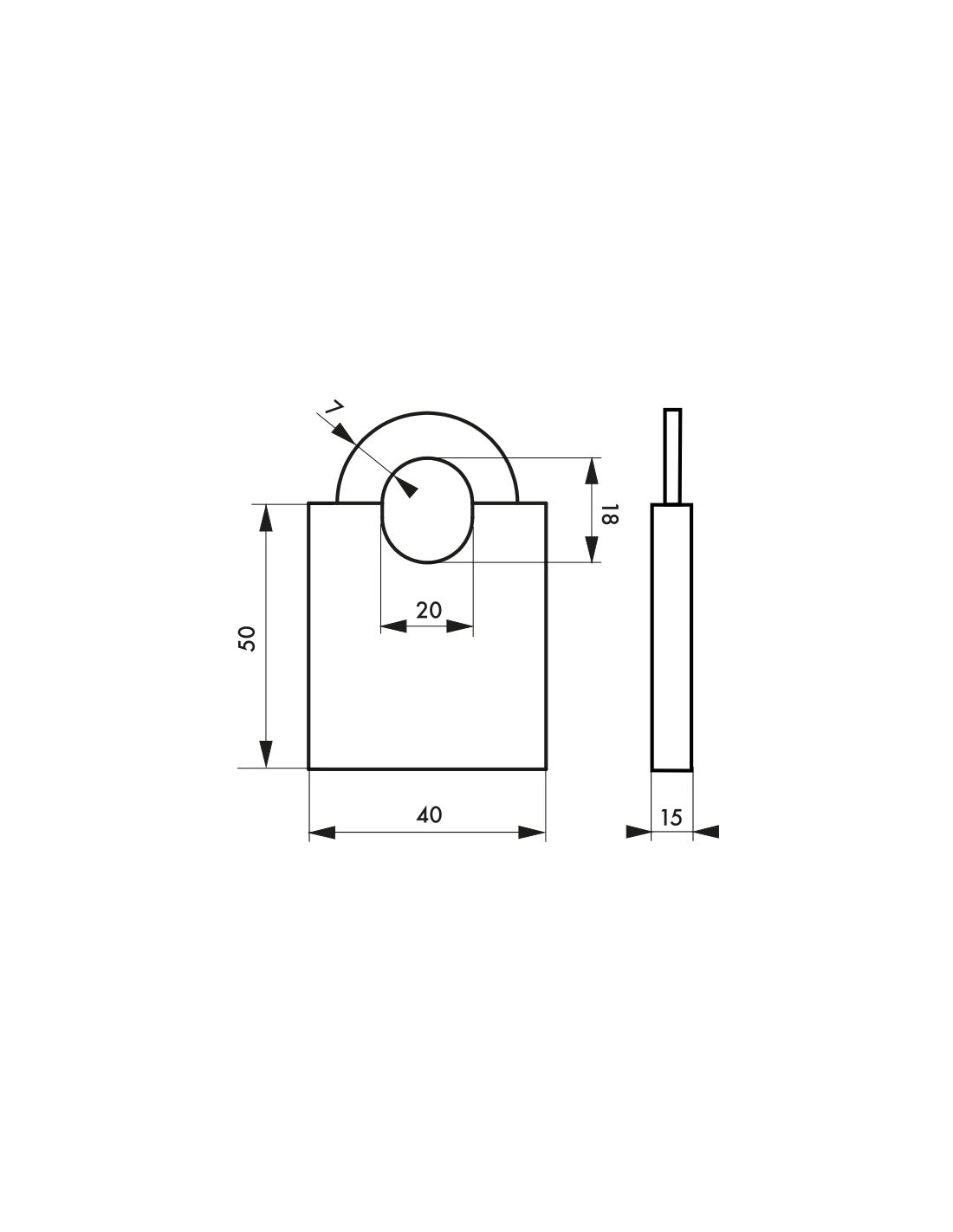Lucchetto MARINOX 40mm, acciaio inossidabile nautico, guardia rialzata - THIRARD