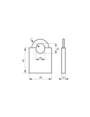 Lucchetto MARINOX 40mm, acciaio inossidabile nautico, guardia rialzata - THIRARD