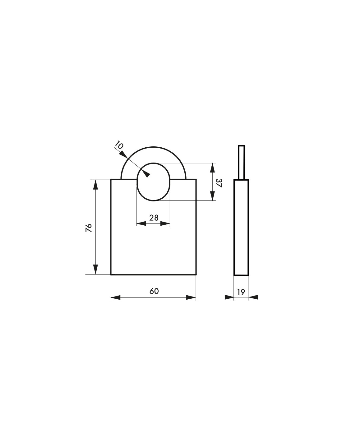 Lucchetto MARINOX 60mm, acciaio inossidabile nautico, guardia rialzata - THIRARD