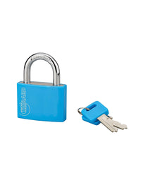 Lucchetto Maxium color 50mm, arco acciaio temprato, blu, corpo alluminio, 2 chiavi - THIRARD