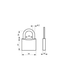 Lucchetto Maxium color 50mm, arco acciaio temprato, blu, corpo alluminio, 2 chiavi - THIRARD