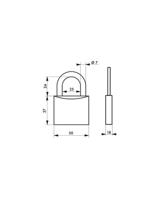 Lucchetto Maxium color 50mm, arco acciaio temprato, blu, corpo alluminio, 2 chiavi - THIRARD