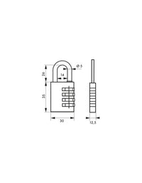 Lucchetto Maxium Code combinazione 3 cifre, 30mm, Blu, arco acciaio nichelato, corpo alluminio colorato - THIRARD