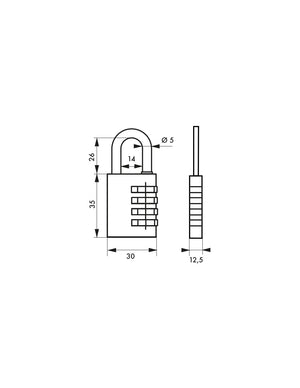 Lucchetto Maxium Code combinazione 3 cifre, 30mm, Blu, arco acciaio nichelato, corpo alluminio colorato - THIRARD