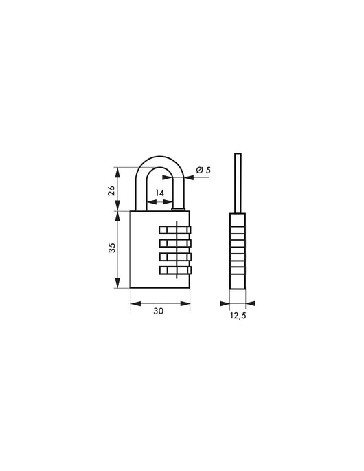 Lucchetto Maxium Code combinazione 3 cifre, 30mm, Blu, arco acciaio nichelato, corpo alluminio colorato - THIRARD