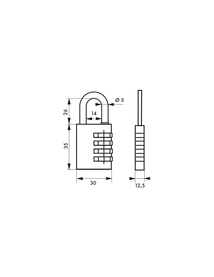 Lucchetto Maxium Code combinazione 3 cifre, 30mm, Blu, arco acciaio nichelato, corpo alluminio colorato - THIRARD