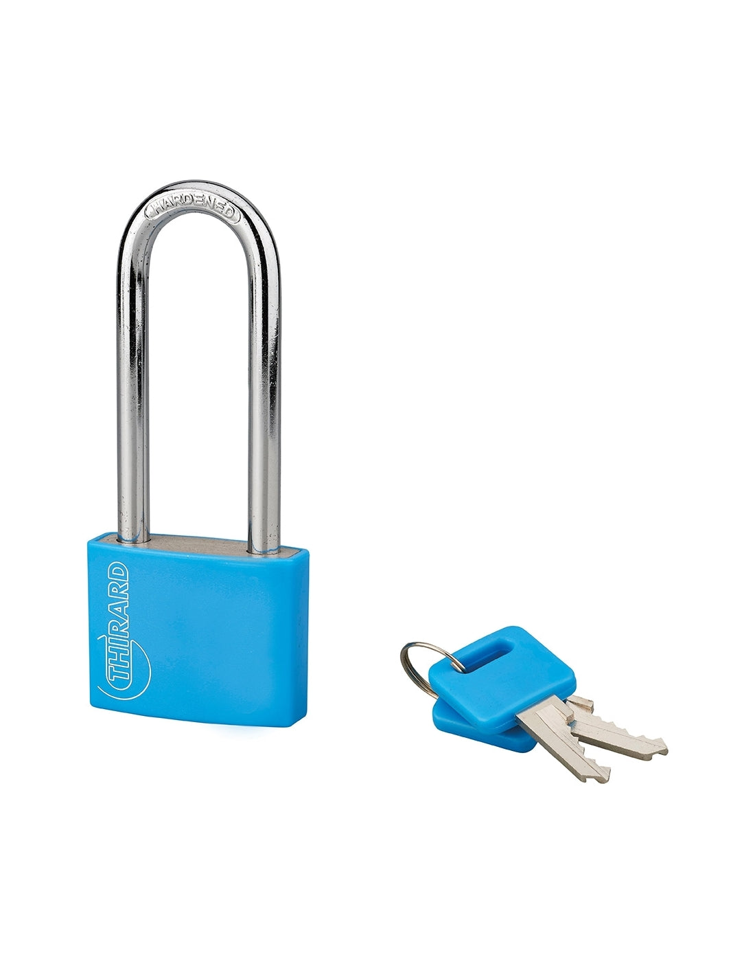 Lucchetto Maxium Color 40 arco alta 63mm acciaio temprato, blu, corpo alluminio, 2 chiavi - THIRARD