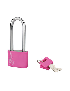 Lucchetto Maxium Color 40mm, arco alta 63mm acciaio temprato, rosa, corpo alluminio, 2 chiavi - THIRARD