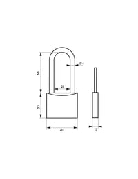 Lucchetto Maxium Color 40mm, arco alta 63mm acciaio temprato, rosa, corpo alluminio, 2 chiavi - THIRARD