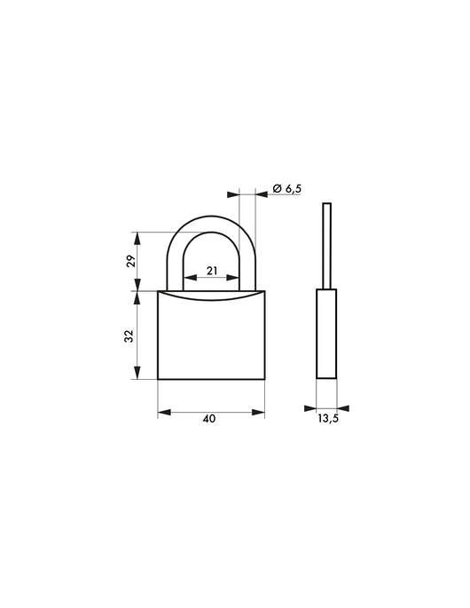 Lucchetto Maxium color 40mm, arco acciaio temprato, arancione, corpo alluminio, 2 chiavi - THIRARD