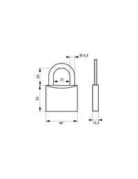 Lucchetto Maxium color 40mm, arco acciaio temprato, nero, corpo alluminio, 2 chiavi - THIRARD