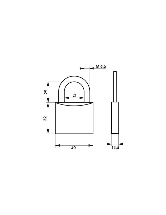 Lucchetto Maxium color 40mm, arco acciaio temprato, nero, corpo alluminio, 2 chiavi - THIRARD